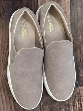 Taupe Suede Slip-On Sneakers